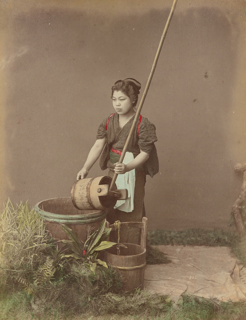 Kusakabe Kimbei:A Well, Poster Print Wall Art