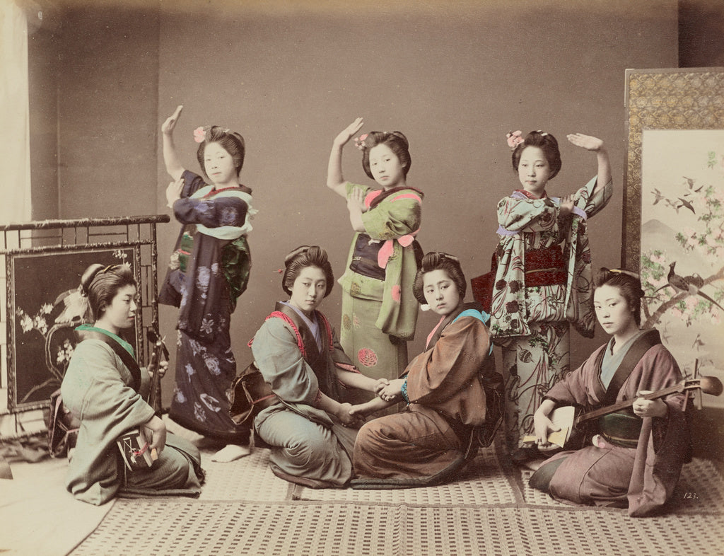 Kusakabe Kimbei:[Group of Young Women], Poster Print Wall Art