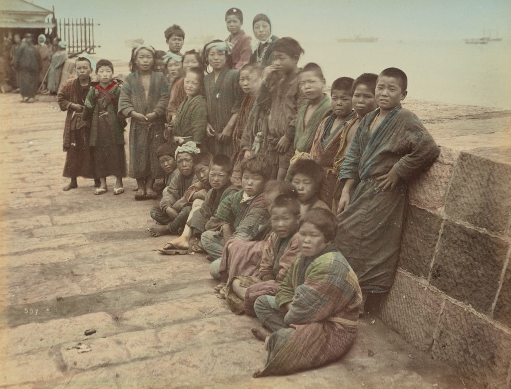 Kusakabe Kimbei:[Group of Children], Poster Print Wall Art