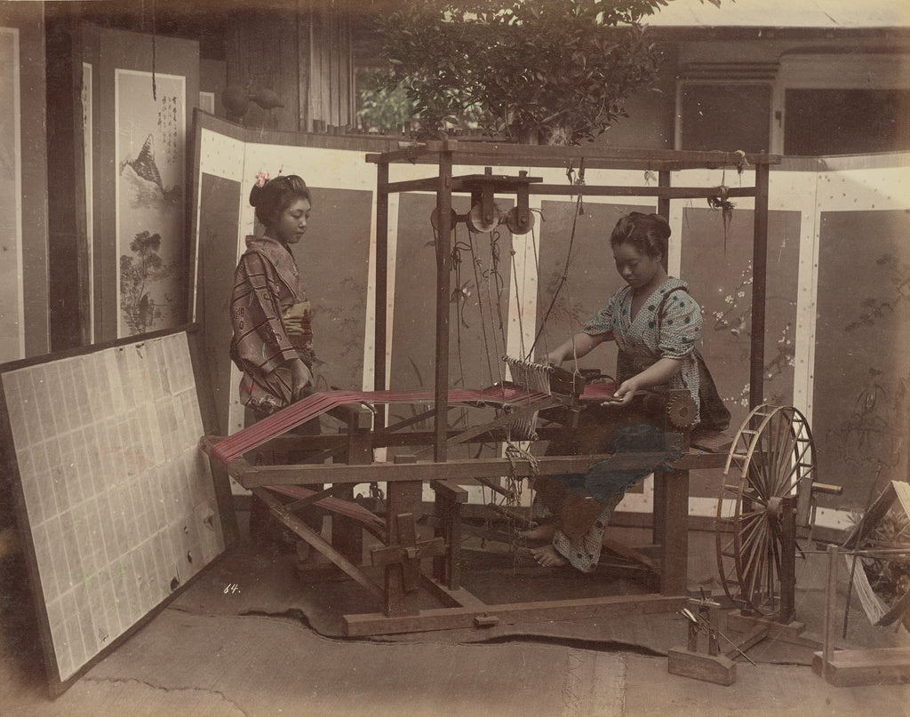 Kusakabe Kimbei:Weaving Sillk, Poster Print Wall Art