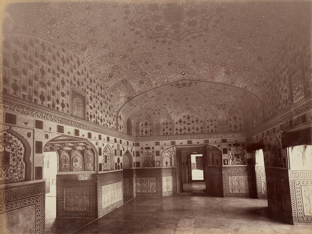 Lala Deen Dayal:Interior of the Shish Mahal, Amleer, Poster Print Wall Art