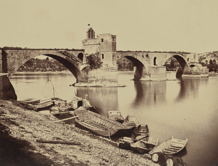 edouard Baldus:Avignon. Pont St Benezet,16x12