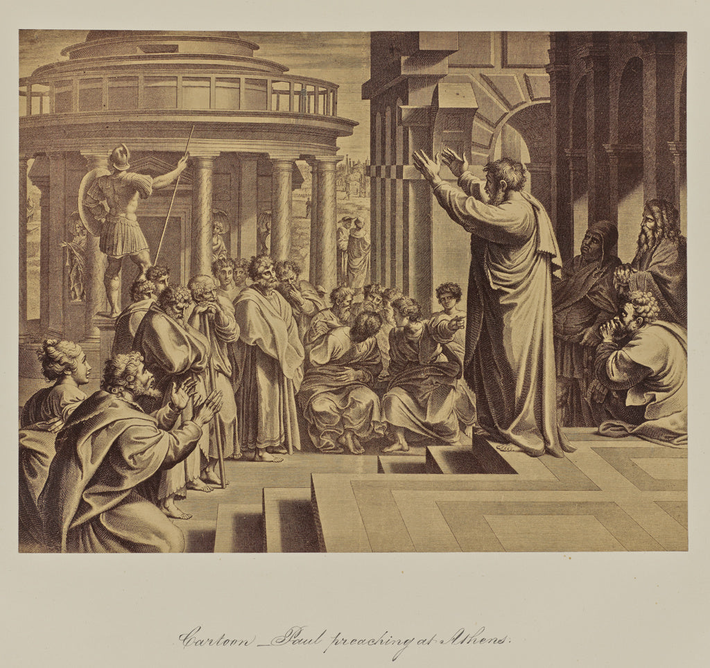 Leonida CaldesiAttributed to:Cartoon - Paul preaching at Ath, Poster Print Wall Art