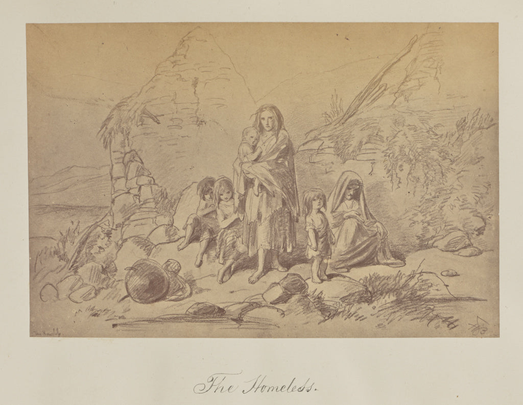 Unknown:Sketches in Ireland - by Phiz. The Homeless., Poster Print Wall Art