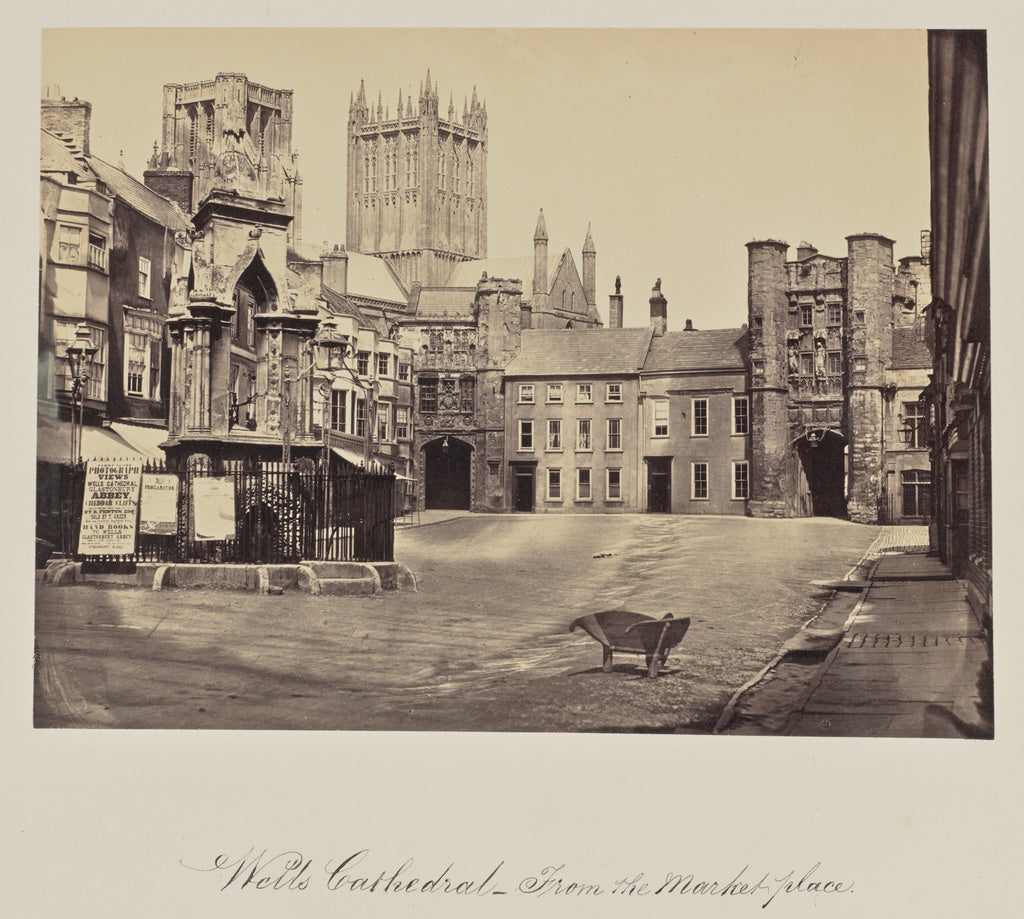 Unknown:Wells Cathedral - From the market place., Poster Print Wall Art