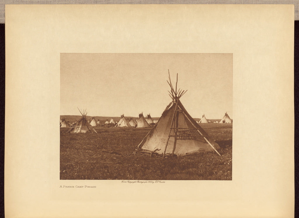 Edward S. Curtis:A Prairie Camp - Piegan, Poster Print Wall Art