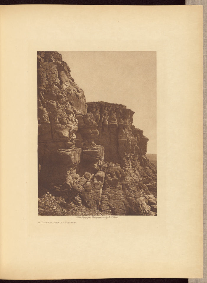 Edward S. Curtis:A Buffalo-fall - Piegan,16x12