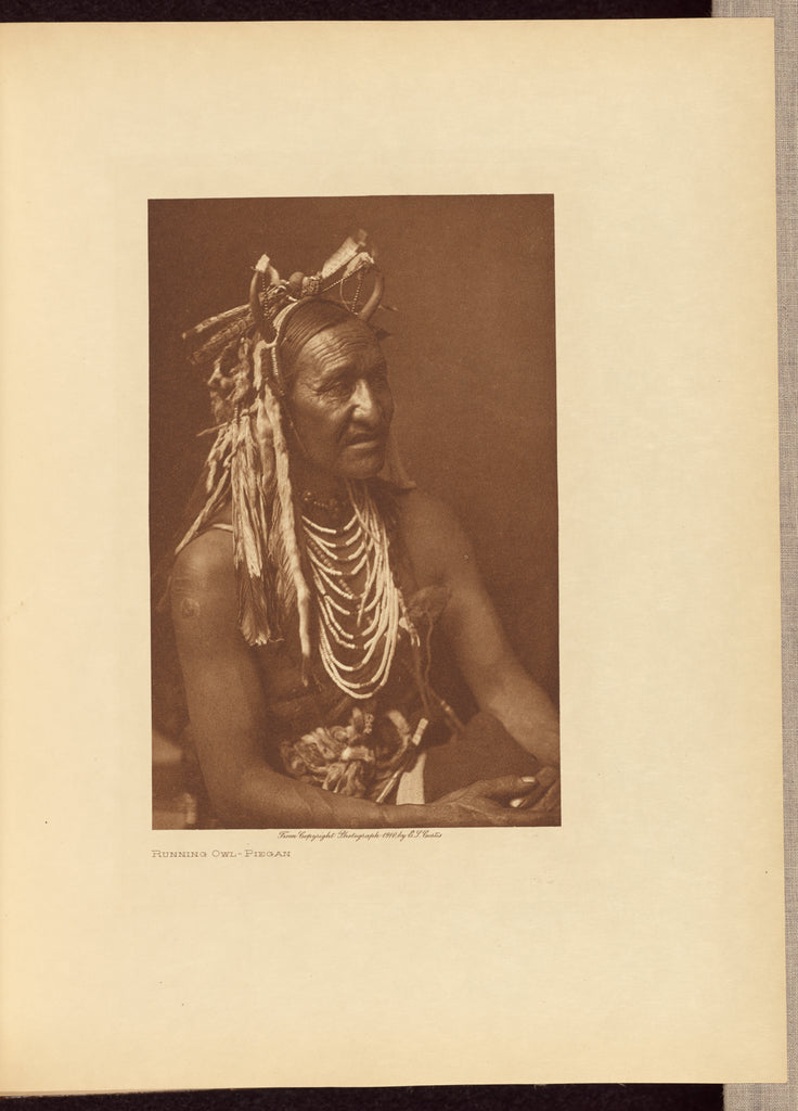 Edward S. Curtis:Running Owl - Piegan, Poster Print Wall Art