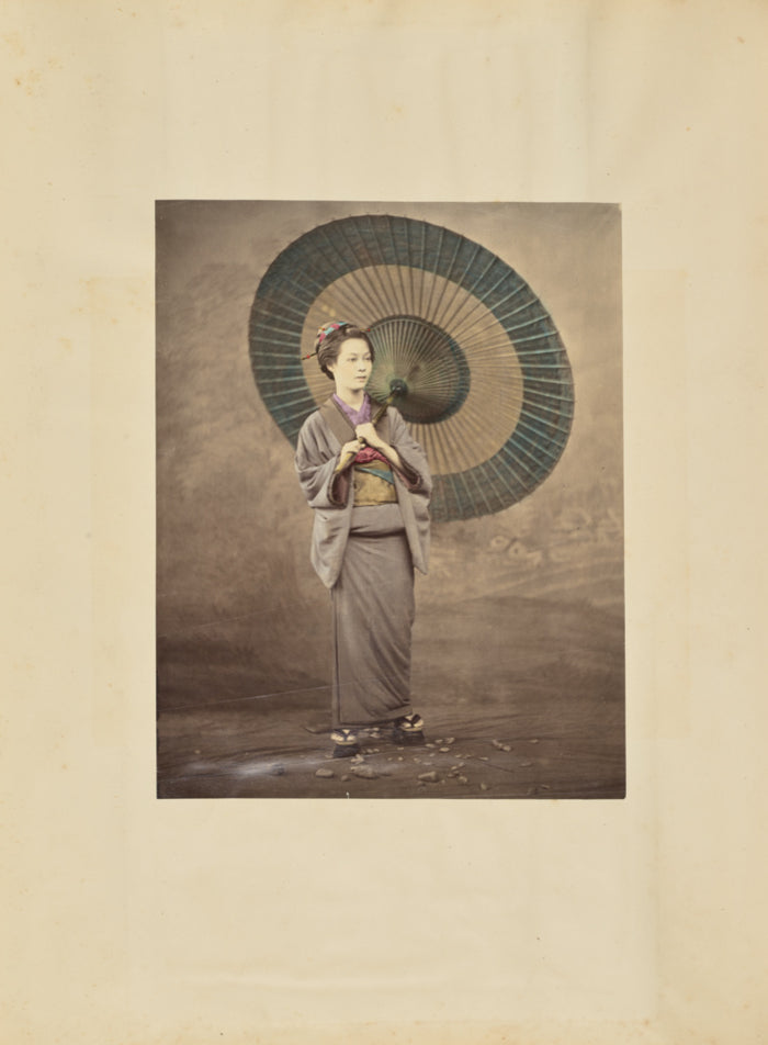 Felice Beato:[Japanese Woman Holding a Large Parasol],16x12
