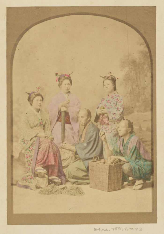 Felice Beato:[Group Portrait of Three Standing Japanese Woma,16x12