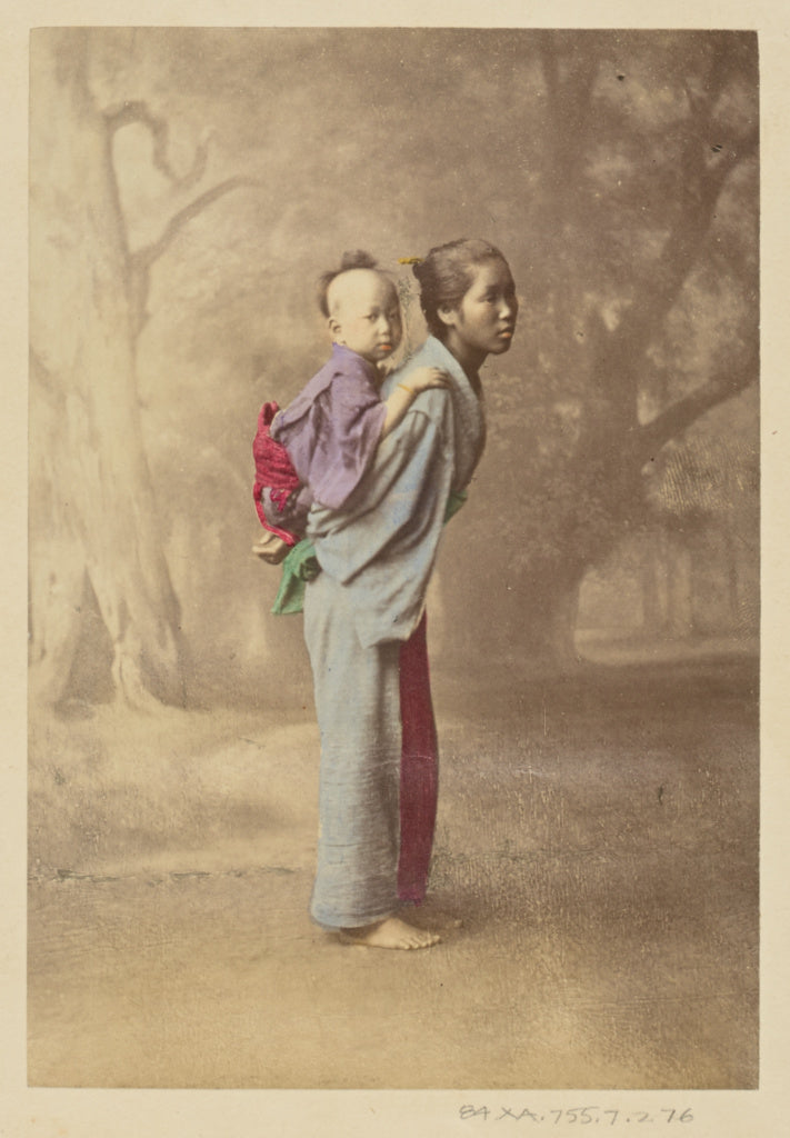 Felice Beato:[Japanese Woman Carrying Her Baby on Her Back], Poster Print Wall Art