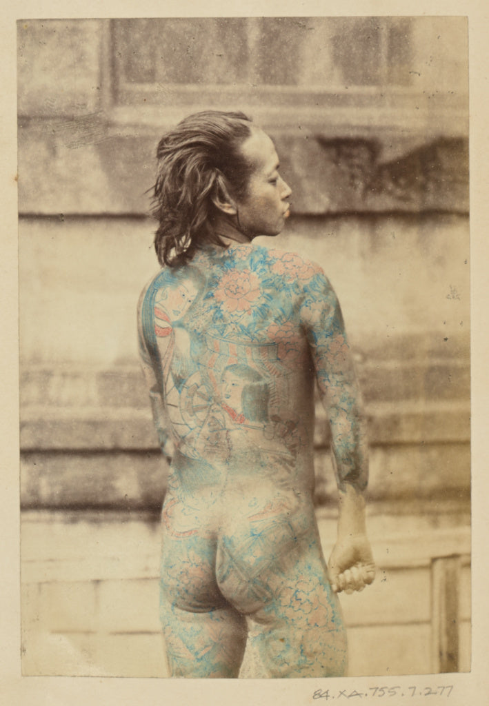 Felice Beato:[Back View of a Tattooed Japanese Man], Poster Print Wall Art