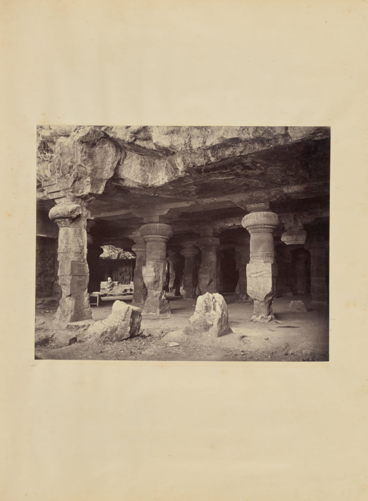 Lala Deen Dayal:[The Great Temple Inside the Elephanta Caves,16x12"(A3)Poster