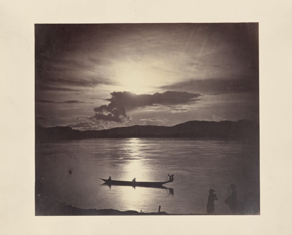 Sir Benjamin SimpsonPossibly:[People in a canoe at sunset], Poster Print Wall Art