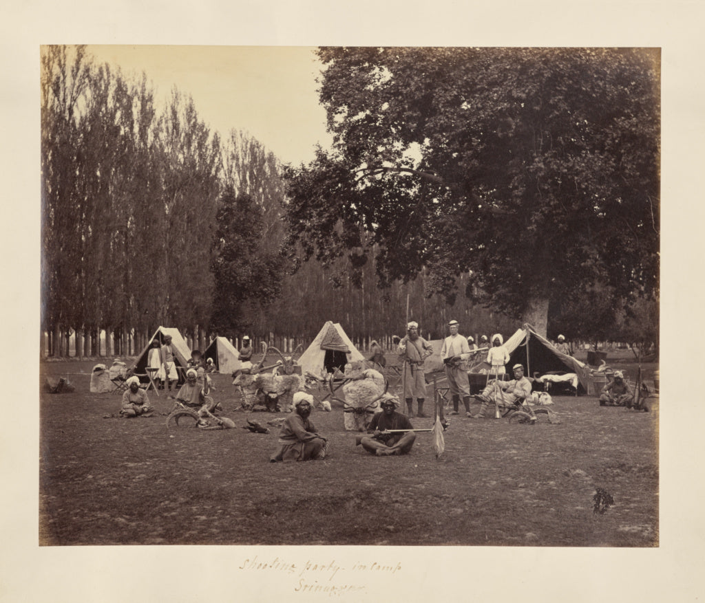 Samuel Bourne:Srinuggur; A Shooting Party in Camp, Poster Print Wall Art