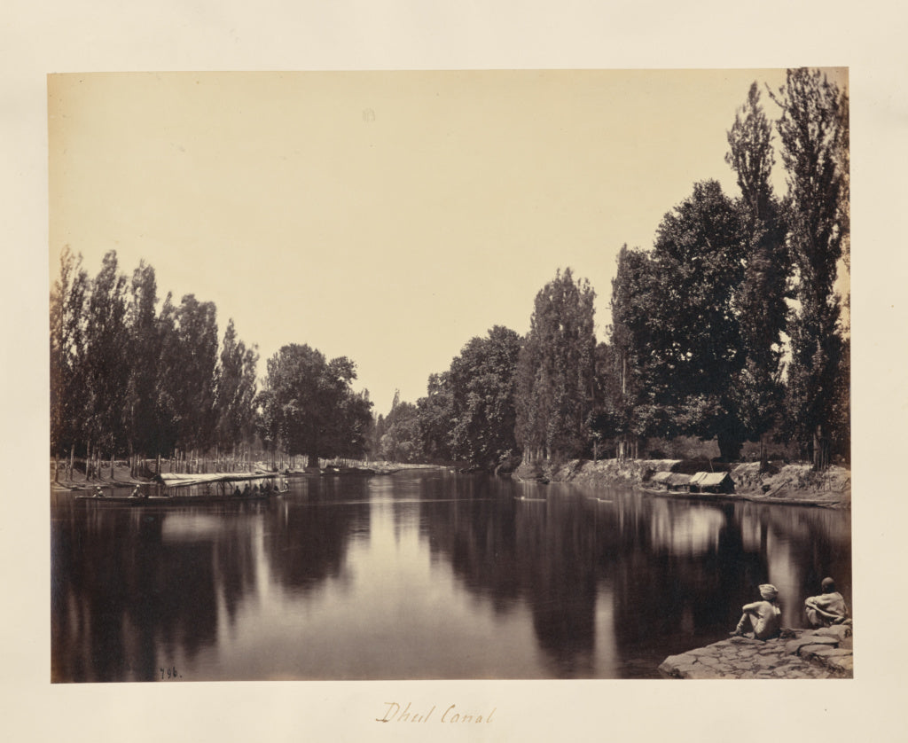 Samuel Bourne:Srinuggur; On the Dhul Canal, 1st Reach from C, Poster Print Wall Art