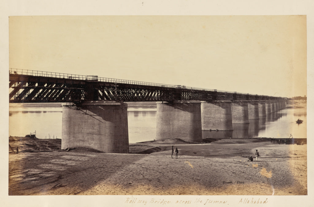 Samuel Bourne:Allahabad; The Railway Bridge across the Jumna, Poster Print Wall Art