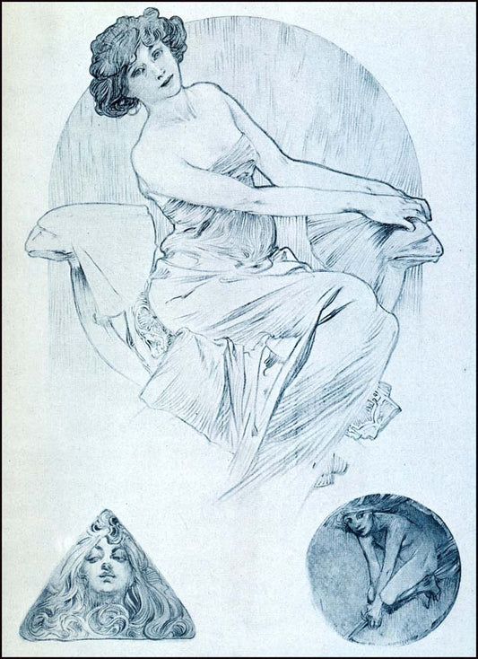 16 from the 'Documents Decoratifs" series, 1901 vintage artwork by Alphonse Mucha, 16x12" (A3 size) poster print