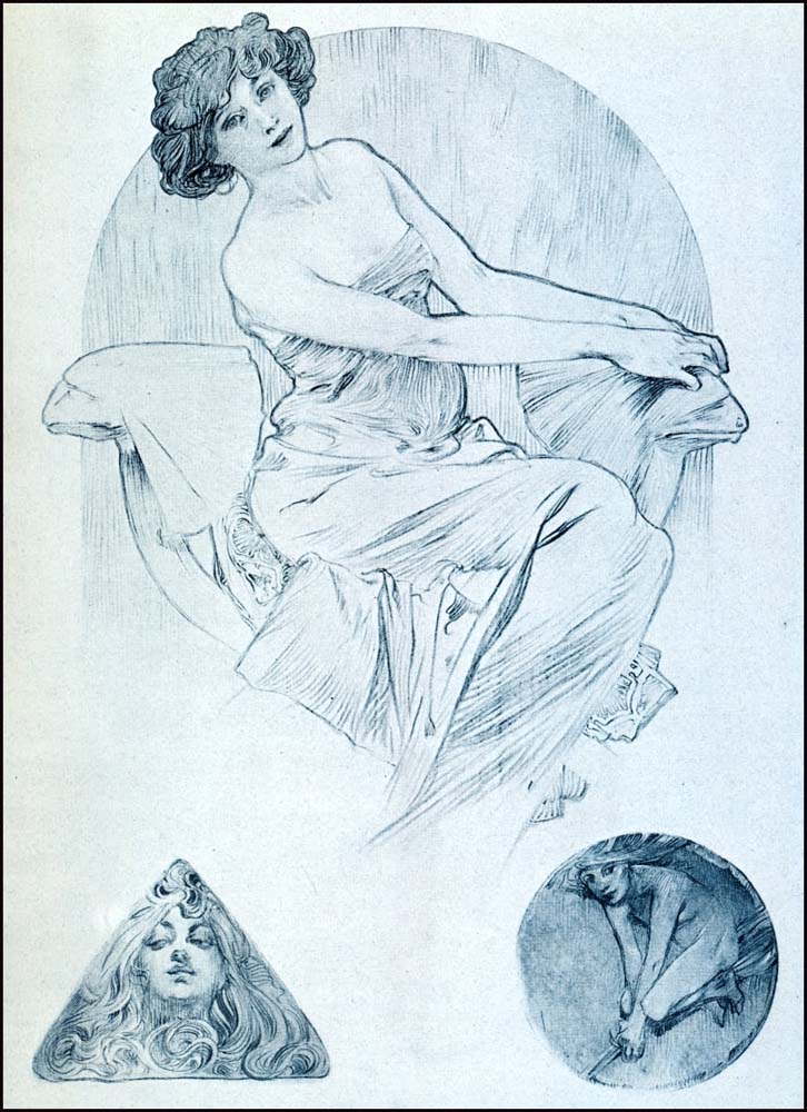 16 from the 'Documents Decoratifs" series, 1901 vintage artwork by Alphonse Mucha, 16x12" (A3 size) poster print