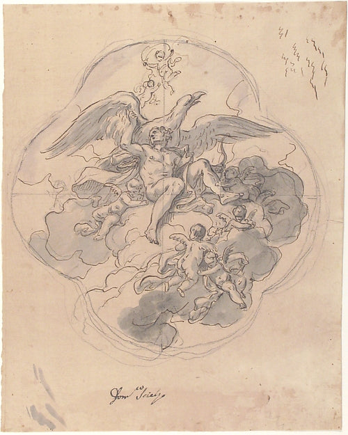 Jupiter with his Eagle  1657–1747-Francesco Solimena,  Poster Print Wall Art