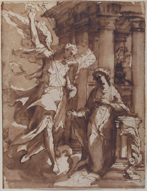 The Annunciation 1565–1608-Francesco Curia,16x12"(A3) Poster