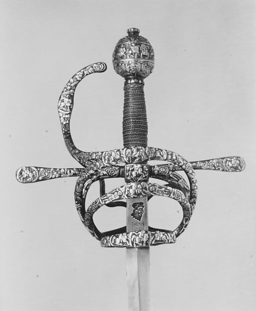 Rapier c1610–20 Hilt signed Bouqueton,  Poster Print Wall Art