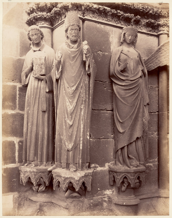 Unknown:[Reims Cathedral, statues on left side left doorway,,16x12