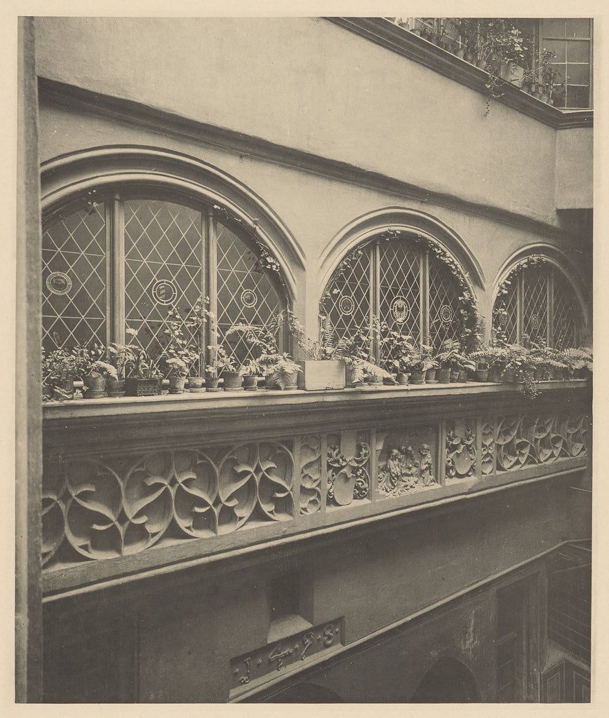 W. Biede:Hof des Mullerschen Hauses in der Karolinenstrasse , Poster Print Wall Art