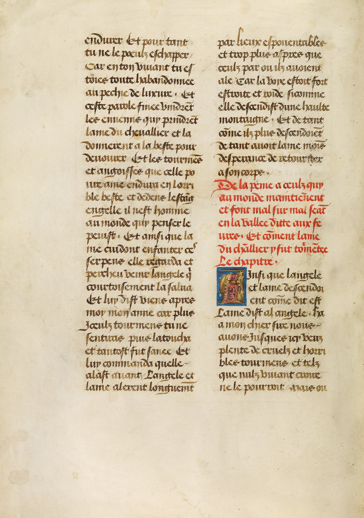 Unknown:Leaf from Les Visions du chevalier Tondal (fol. 26), Poster Print Wall Art