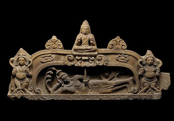 Tympanum Depicting Vishnu Anantasayin and the Birth of Brahma,16x12"(A3)Poster