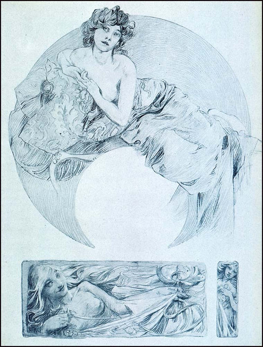 17 from the 'Documents Decoratifs" series, 1901 vintage artwork by Alphonse Mucha, 12x8" (A4 size) poster print
