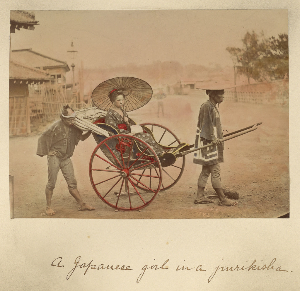 Shinichi Suzuki:A Japanese girl in a jurikisha, Poster Print Wall Art