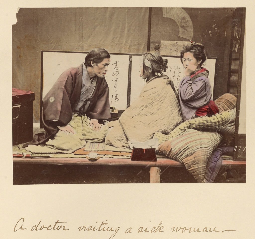 Shinichi Suzuki:A doctor visiting a sick woman, Poster Print Wall Art