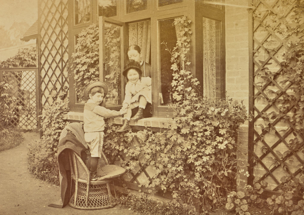 Willoughby Wallace Hooper:[Children Playing at a Window], Poster Print Wall Art