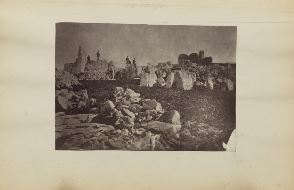 Unknown maker:[Group of men at standing stones], Poster Print Wall Art