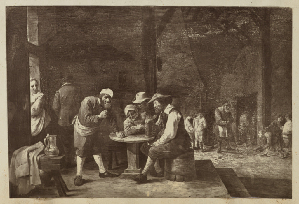 Unknown maker:[Painting of men gathered at table], Poster Print Wall Art