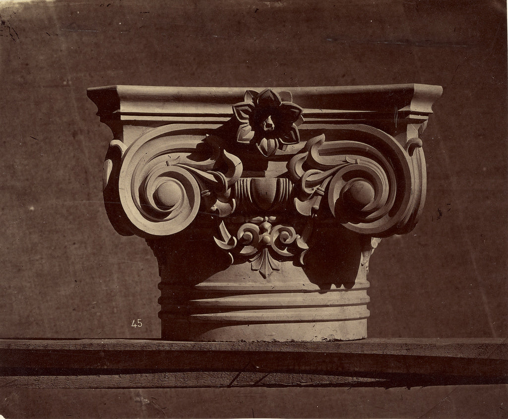 Louis-emile Durandelle:Chapiteau des colonnes du vestibule. , Poster Print Wall Art