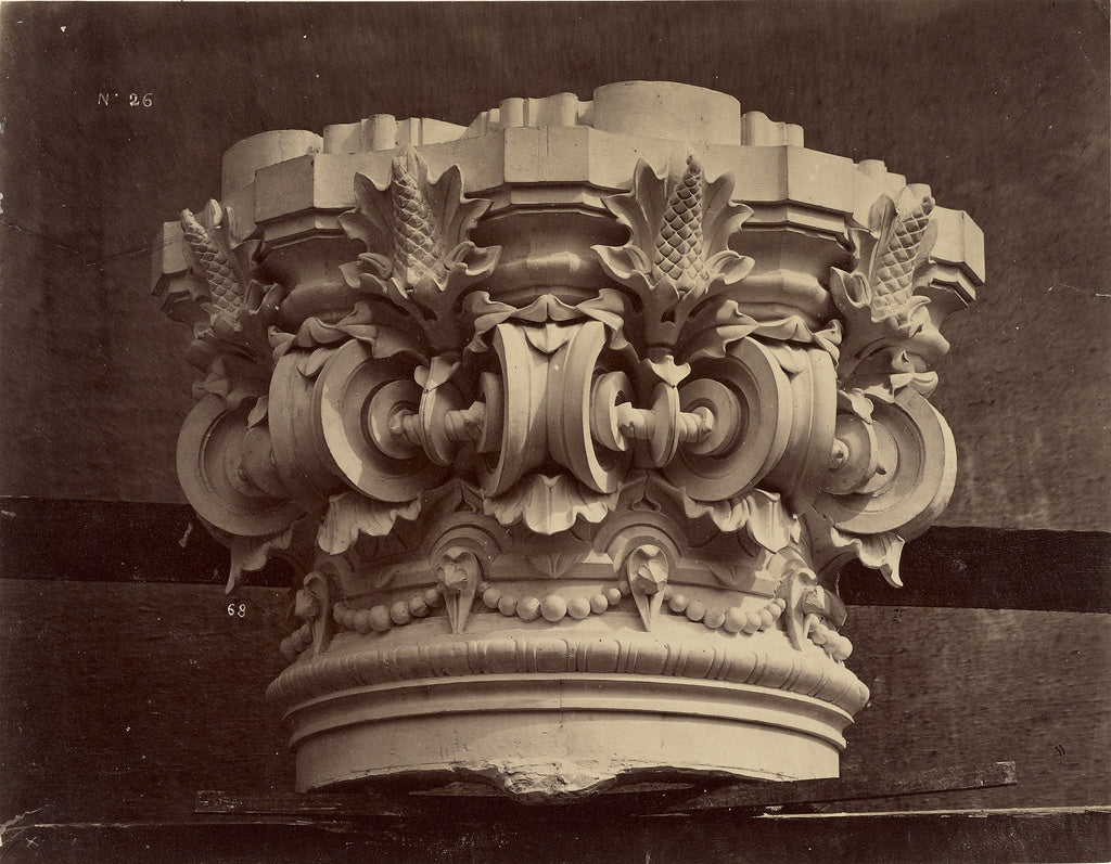 Louis-emile Durandelle:Chapiteau des colonnes supportant la , Poster Print Wall Art