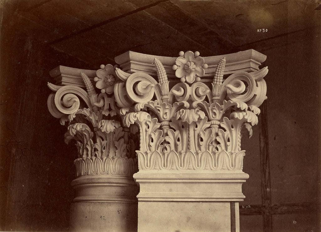Louis-emile Durandelle:Chapiteau des colonnes et des pilastr, Poster Print Wall Art