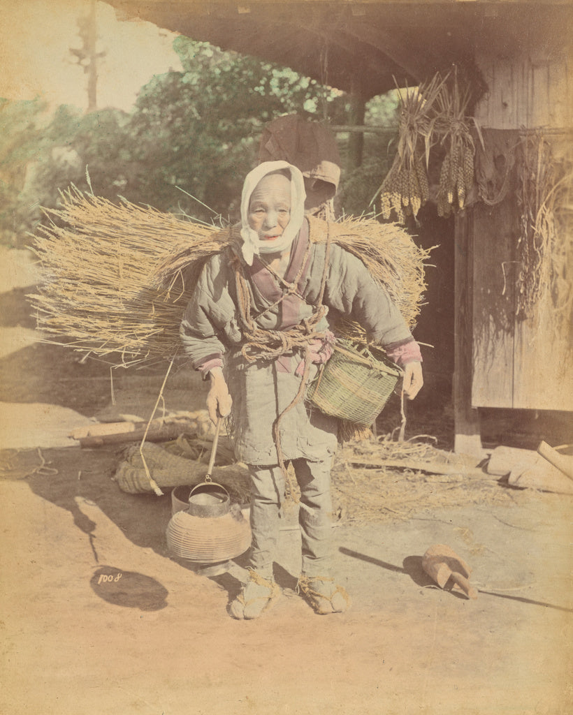 Kusakabe KimbeiAttributed to:[Elderly Japanese Woman Farm La, Poster Print Wall Art