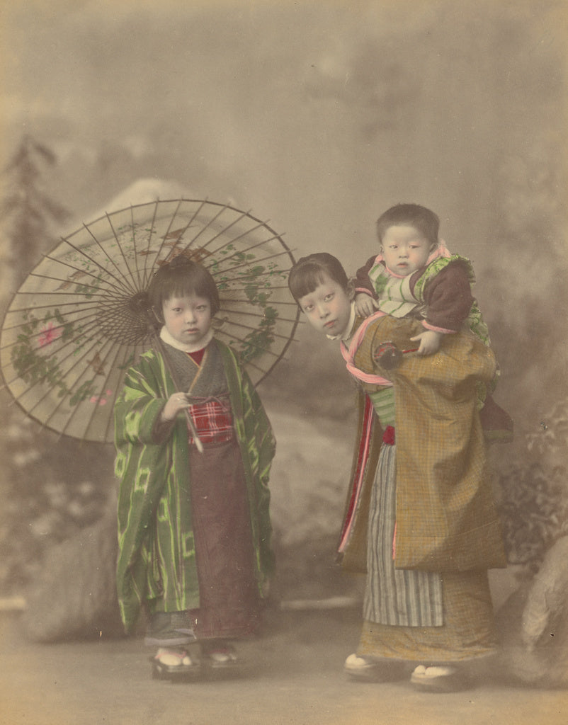 Kusakabe KimbeiAttributed to:[Japanese Mother with Her Two C, Poster Print Wall Art