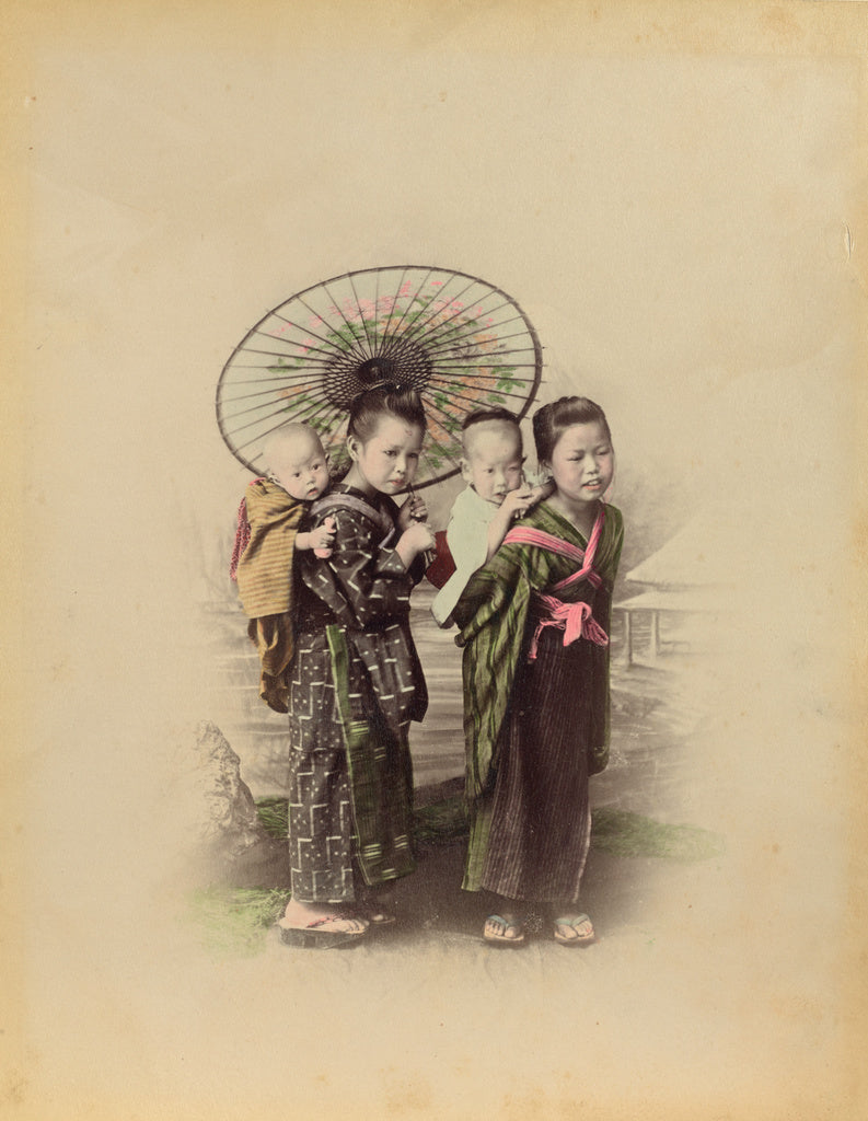 Kusakabe KimbeiAttributed to:[Japanese Mother with Her Three, Poster Print Wall Art