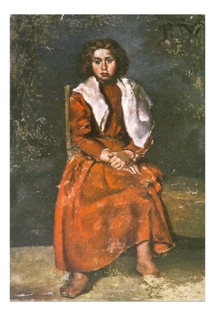 1895 La fillette aux pieds nus by Pablo Picasso, vintage artwork, 16x12"(A3) Poster