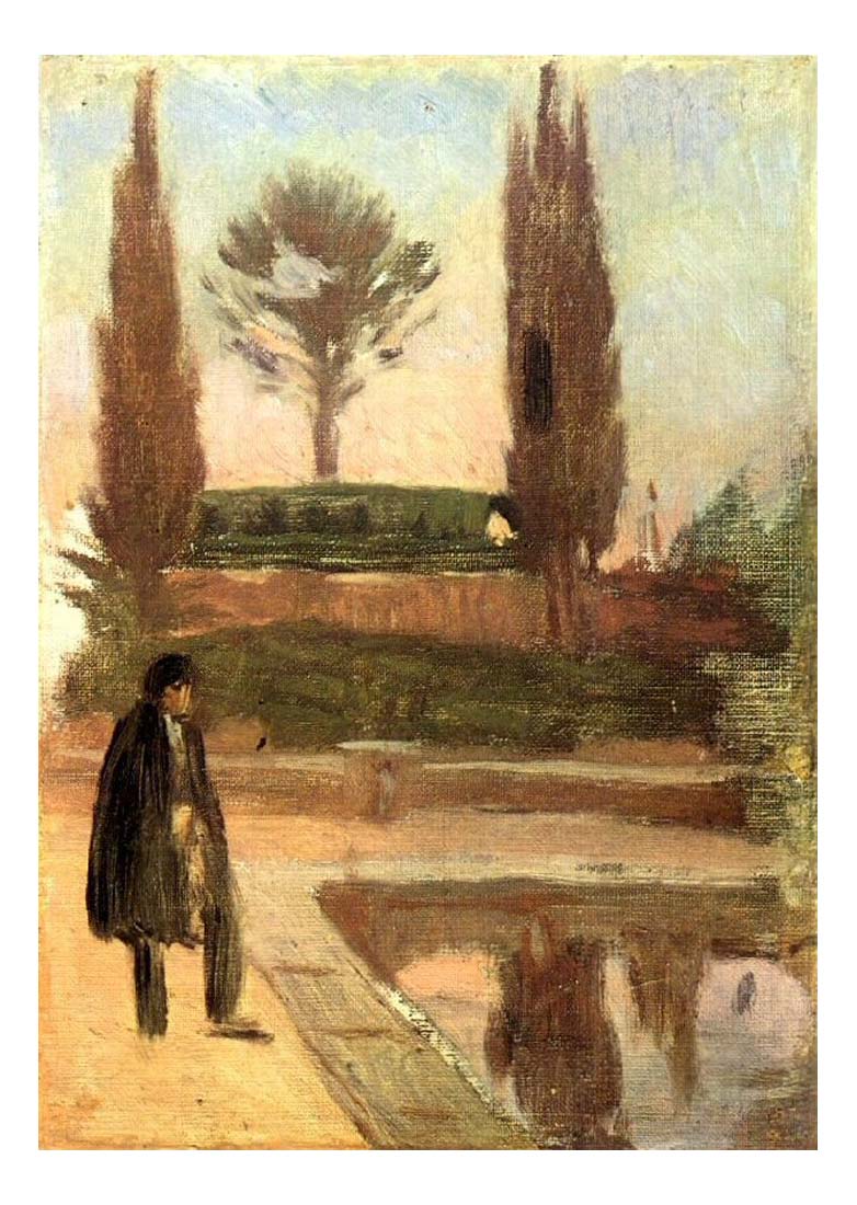 1897 Homme dans un parc by Pablo Picasso, vintage artwork, 16x12"(A3) Poster