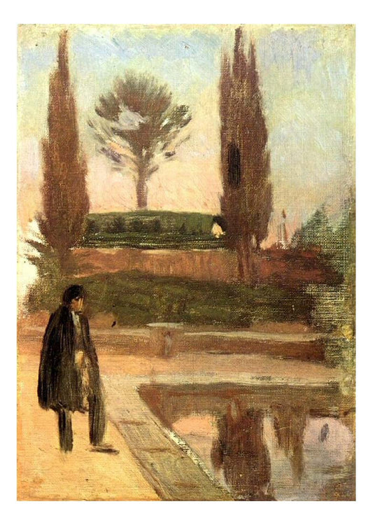 1897 Homme dans un parc by Pablo Picasso, vintage artwork, 16x12"(A3) Poster