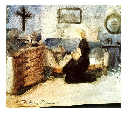1899 Femme qui prie et enfant by Pablo Picasso, vintage artwork, 16x12"(A3) Poster