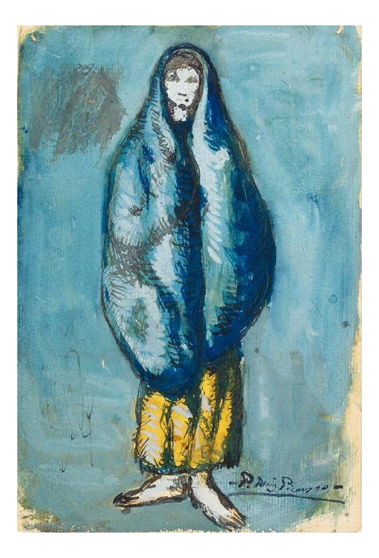 1900 La vieille mendiante by Pablo Picasso, vintage artwork, 16x12"(A3) Poster