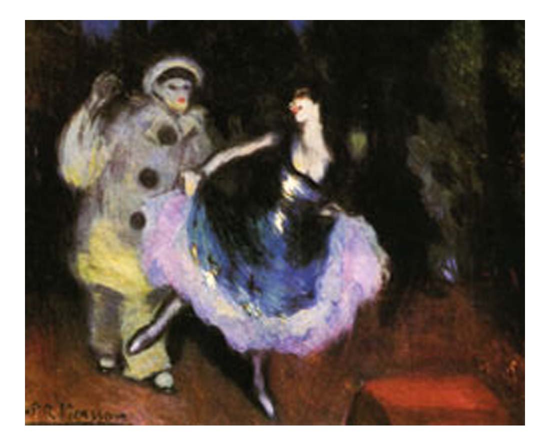 1900 pierrot et danseuse by Pablo Picasso, vintage artwork, 16x12"(A3) Poster