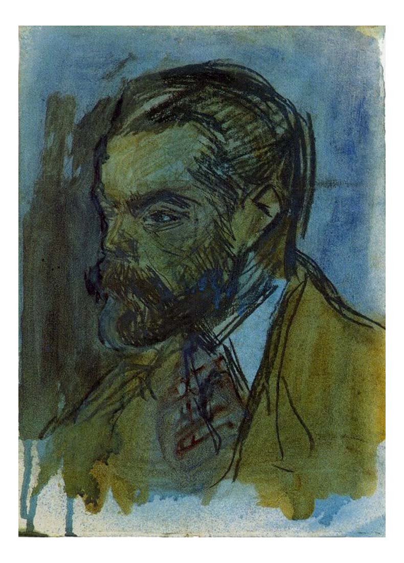 1900 Portrait de Joaquim Mir by Pablo Picasso, vintage artwork, 16x12"(A3) Poster