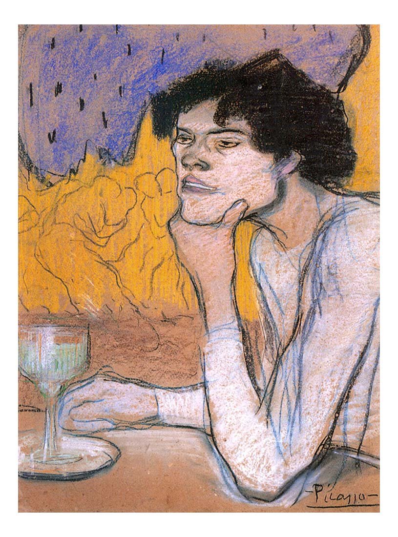 1901 Absinthe (Girl In A Cafe) by Pablo Picasso, vintage artwork, 16x12"(A3) Poster